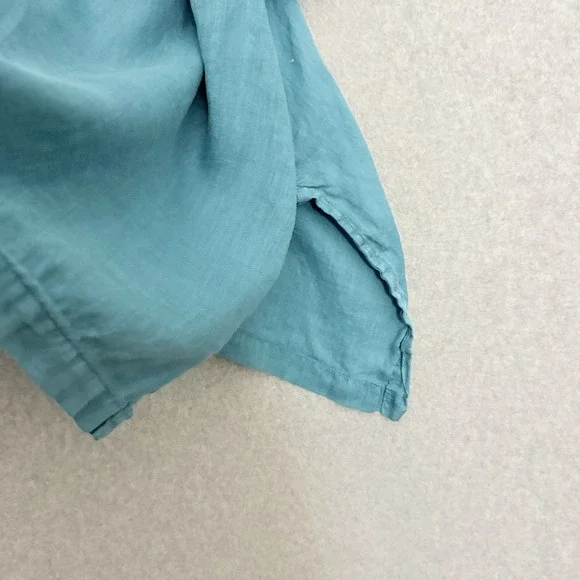Match Point USA Linen Tunic Top Teal Boho Lagenlook Womens XL Oversized *Flaw - Picture 5 of 7